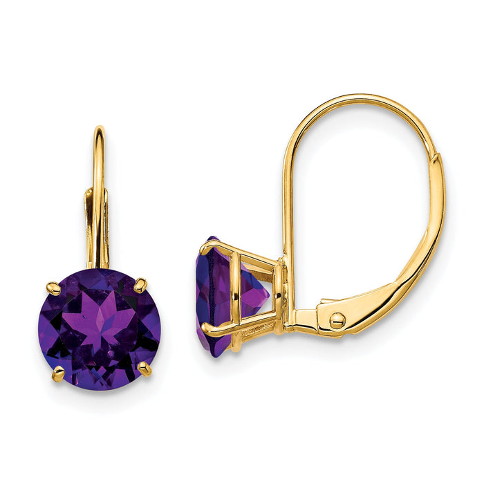 14k 7mm Amethyst Leverback Earrings-XLB113AM