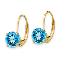 14k 7mm Blue Topaz Leverback Earrings-XLB113BT