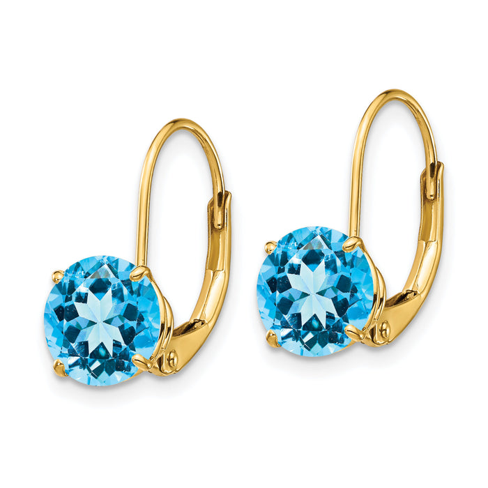 14k 7mm Blue Topaz Leverback Earrings-XLB113BT