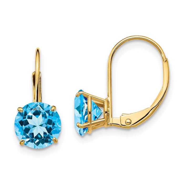 14k 7mm Blue Topaz Leverback Earrings-XLB113BT