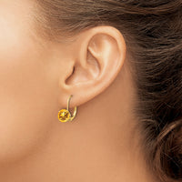 14k 7mm Citrine Leverback Earrings-XLB113CI