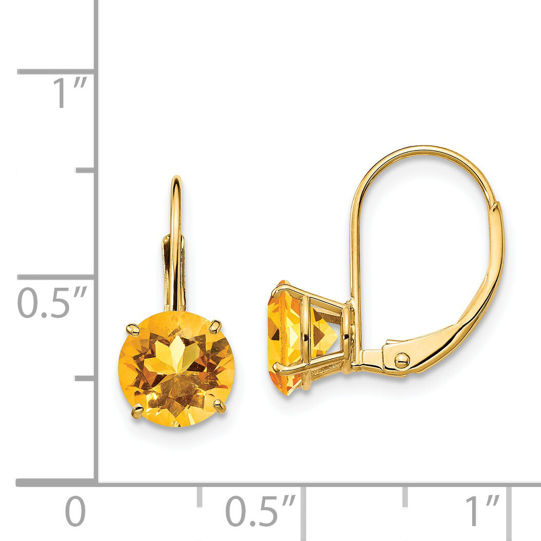 14k 7mm Citrine Leverback Earrings-XLB113CI
