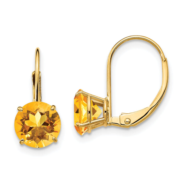 14k 7mm Citrine Leverback Earrings-XLB113CI