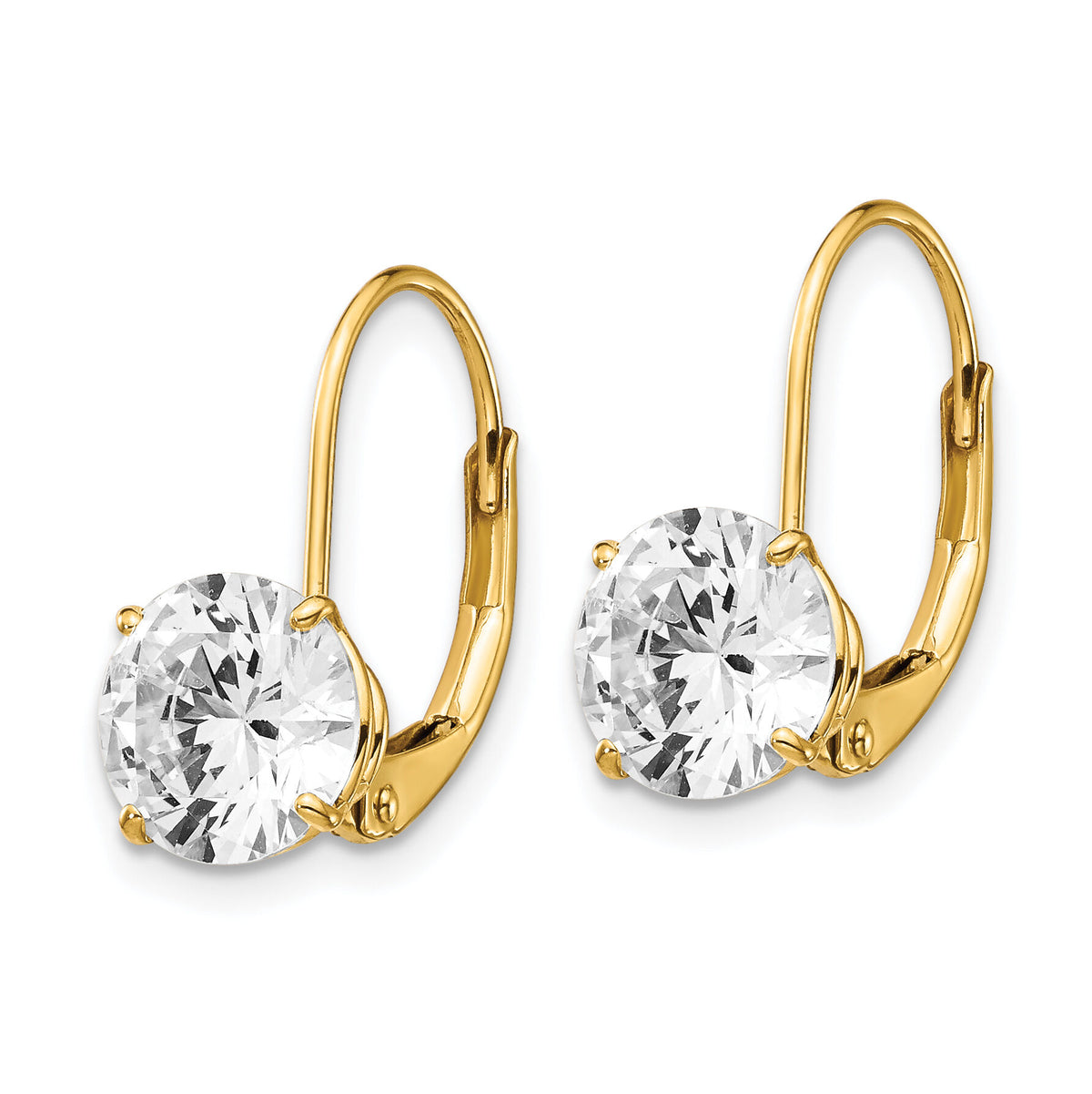 14k 7mm Cubic Zirconia Leverback Earrings-XLB113CZ