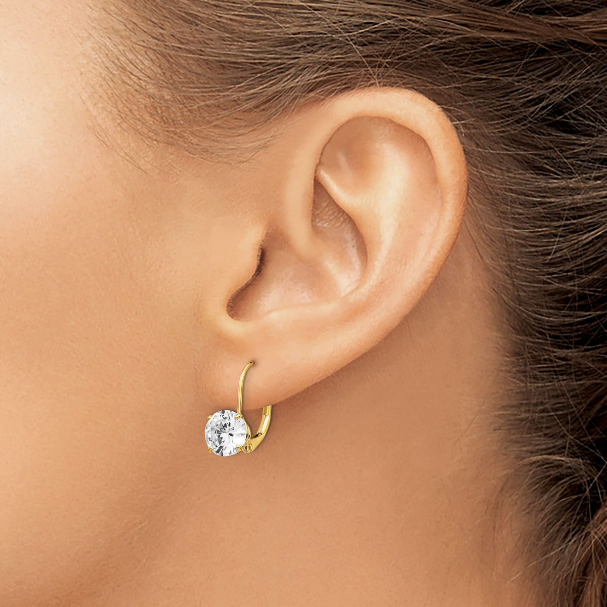 14k 7mm Cubic Zirconia Leverback Earrings-XLB113CZ