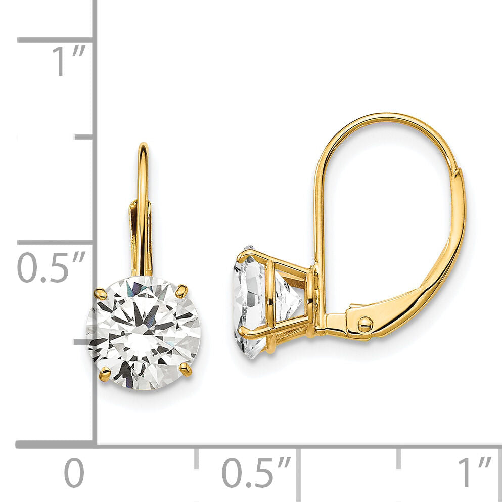 14k 7mm Cubic Zirconia Leverback Earrings-XLB113CZ