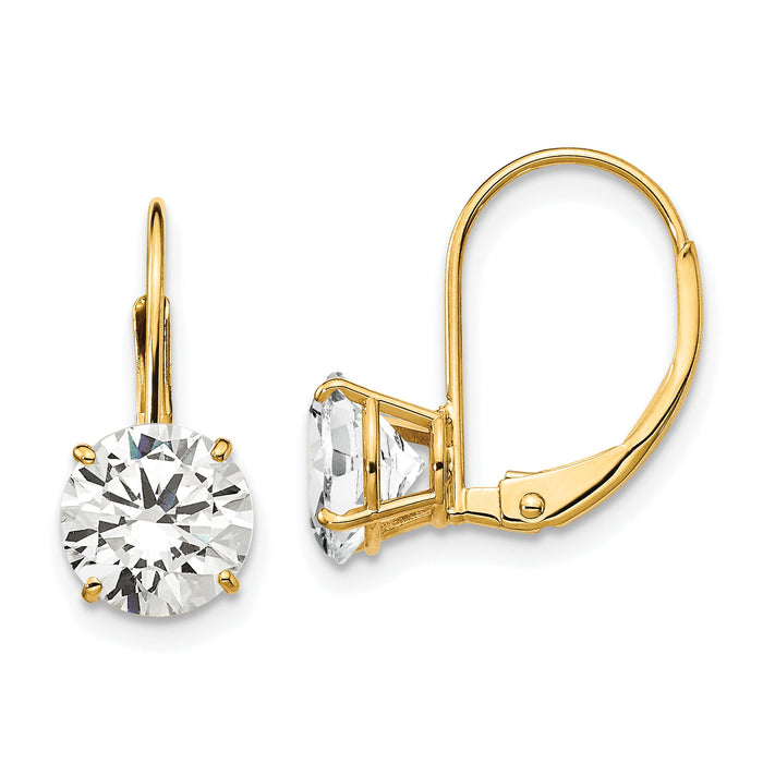 14k 7mm Cubic Zirconia Leverback Earrings-XLB113CZ