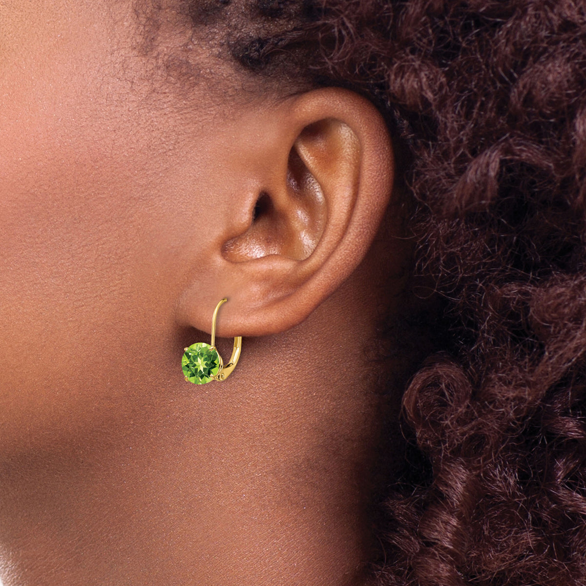 14k 7mm Peridot Leverback Earrings-XLB113PE