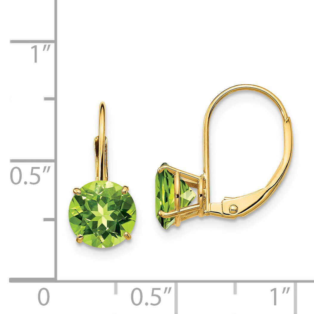 14k 7mm Peridot Leverback Earrings-XLB113PE