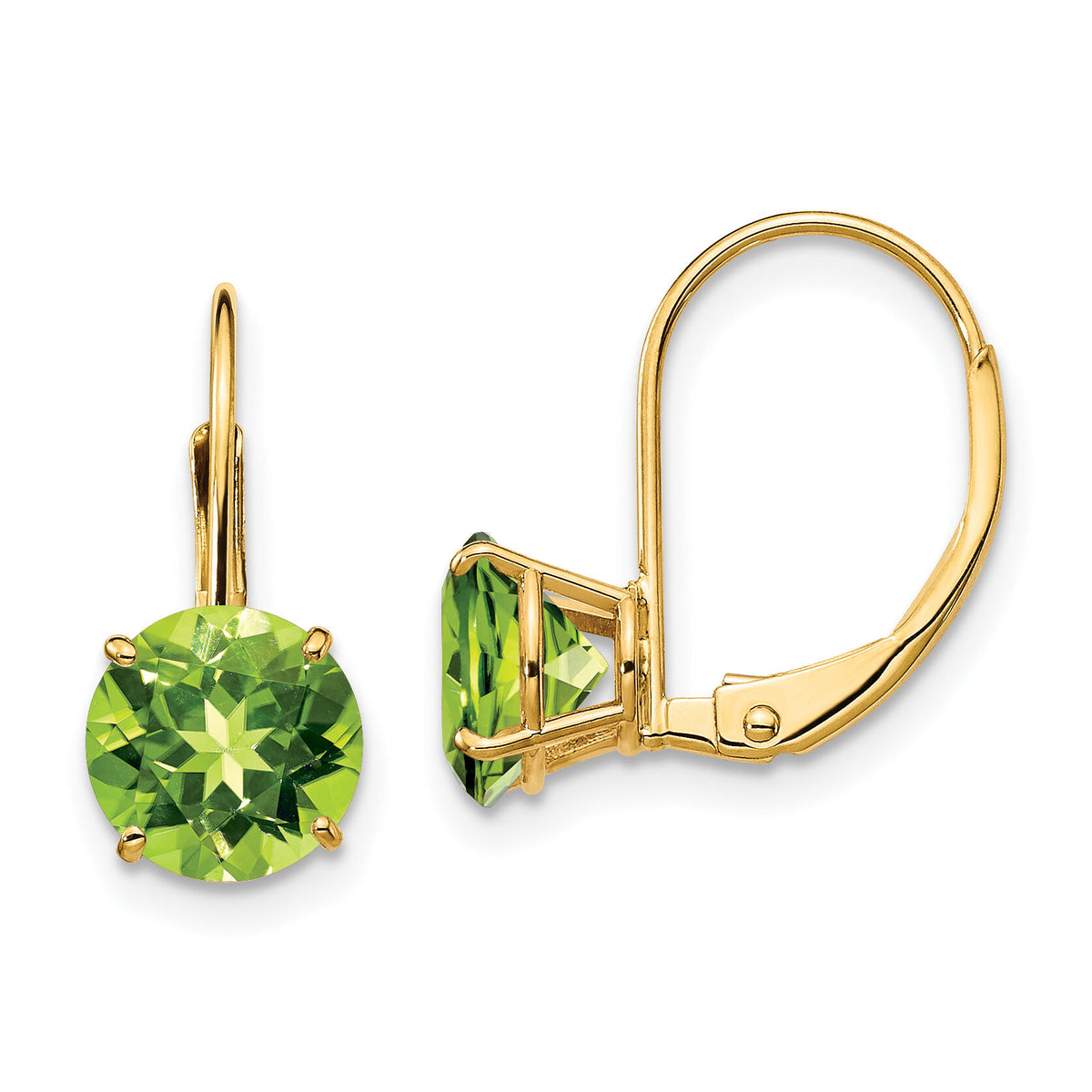 14k 7mm Peridot Leverback Earrings-XLB113PE