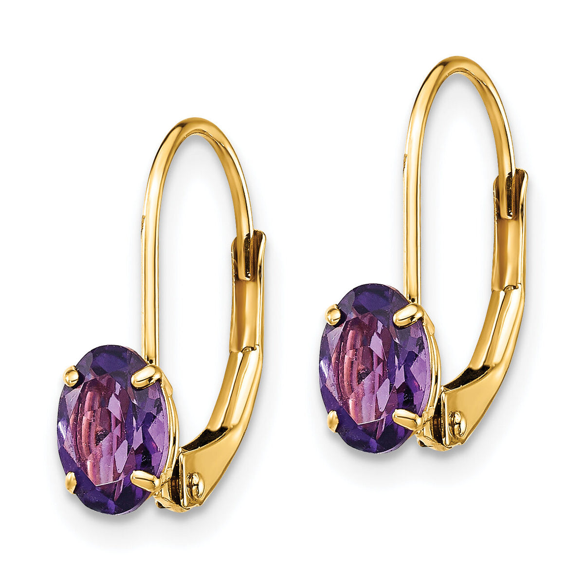 14k 6x4mm Oval Amethyst Leverback Earrings-XLB114AM