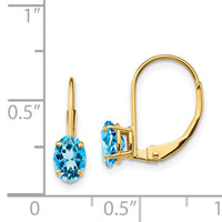 14k 6x4mm Oval Blue Topaz Leverback Earrings-XLB114BT