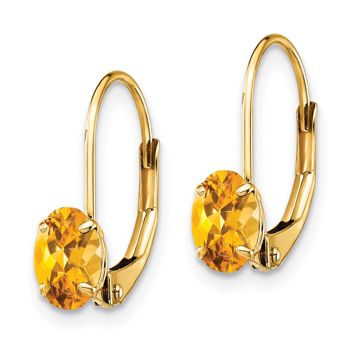 14k 6x4mm Oval Citrine Leverback Earrings-XLB114CI