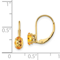 14k 6x4mm Oval Citrine Leverback Earrings-XLB114CI