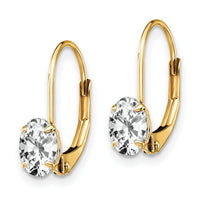 14k 6x4mm Oval Cubic Zirconia Leverback Earrings-XLB114CZ