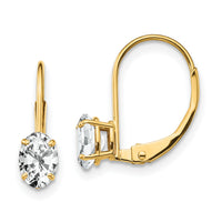 14k 6x4mm Oval Cubic Zirconia Leverback Earrings-XLB114CZ