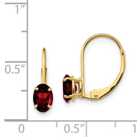 14k 6x4mm Oval Garnet Leverback Earrings-XLB114GA