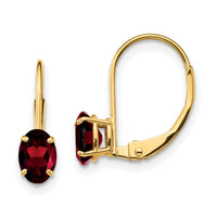 14k 6x4mm Oval Garnet Leverback Earrings-XLB114GA