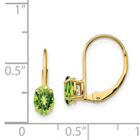 14k 6x4mm Oval Peridot Leverback Earrings-XLB114PE