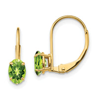 14k 6x4mm Oval Peridot Leverback Earrings-XLB114PE