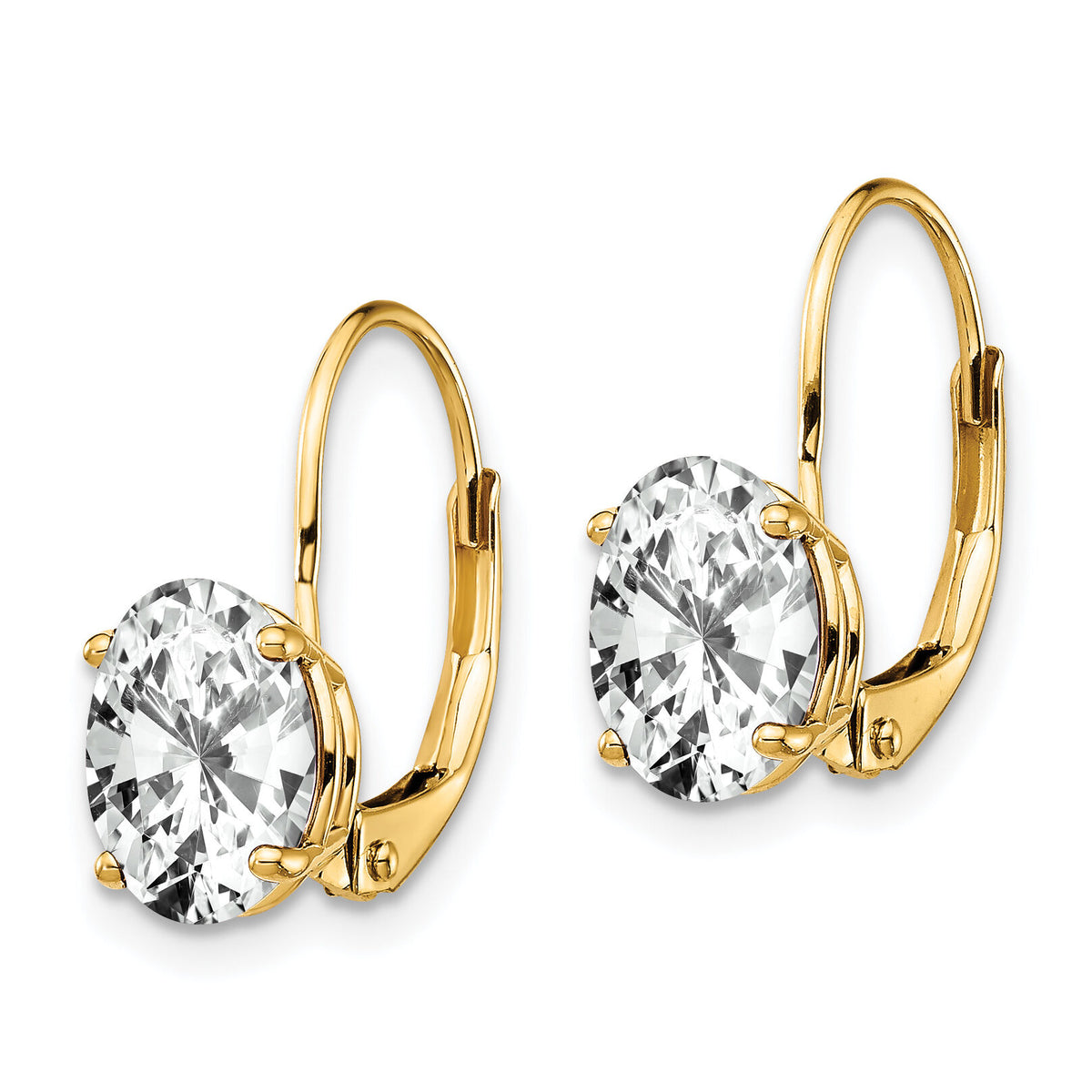 14k 8x6mm Oval Cubic Zirconia Leverback Earrings-XLB116CZ