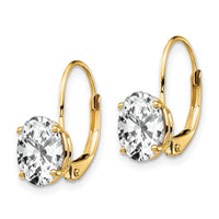 14k 8x6mm Oval Cubic Zirconia Leverback Earrings-XLB116CZ