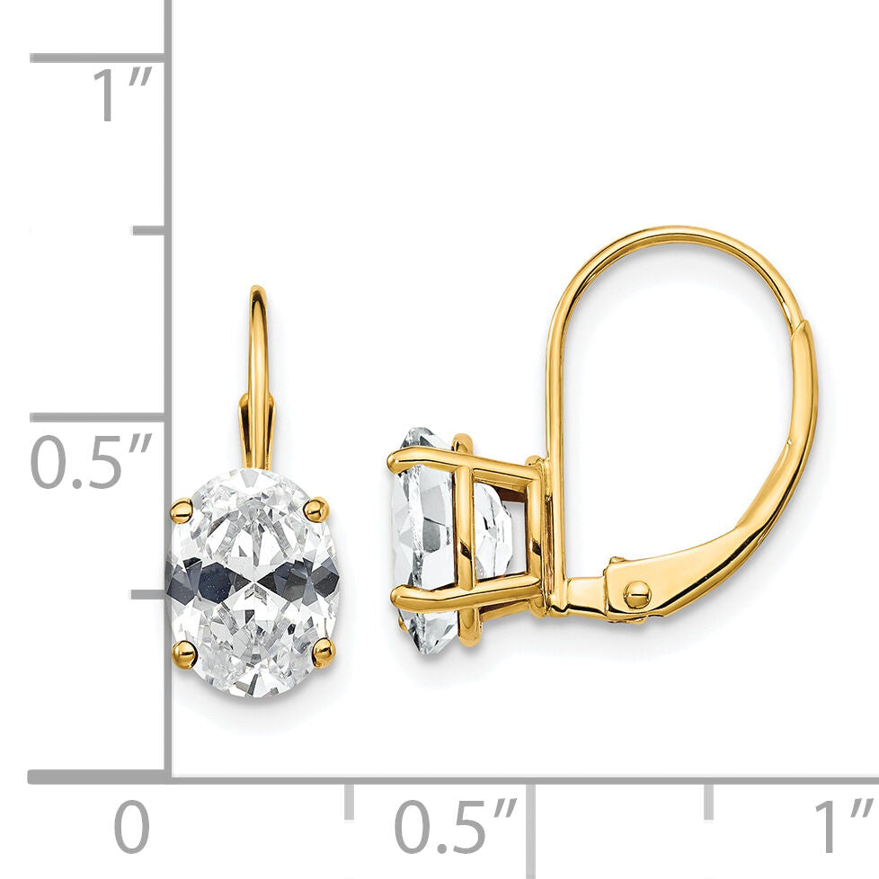 14k 8x6mm Oval Cubic Zirconia Leverback Earrings-XLB116CZ