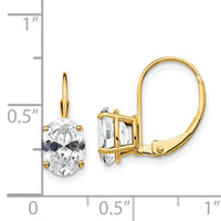 14k 8x6mm Oval Cubic Zirconia Leverback Earrings-XLB116CZ