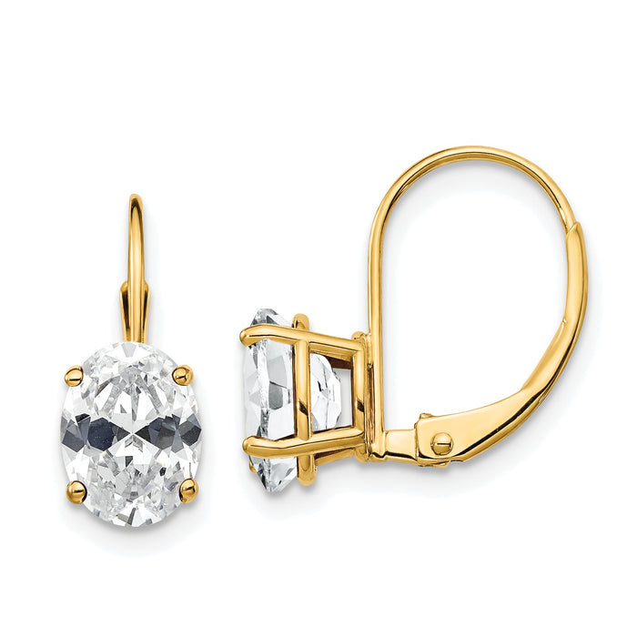 14k 8x6mm Oval Cubic Zirconia Leverback Earrings-XLB116CZ