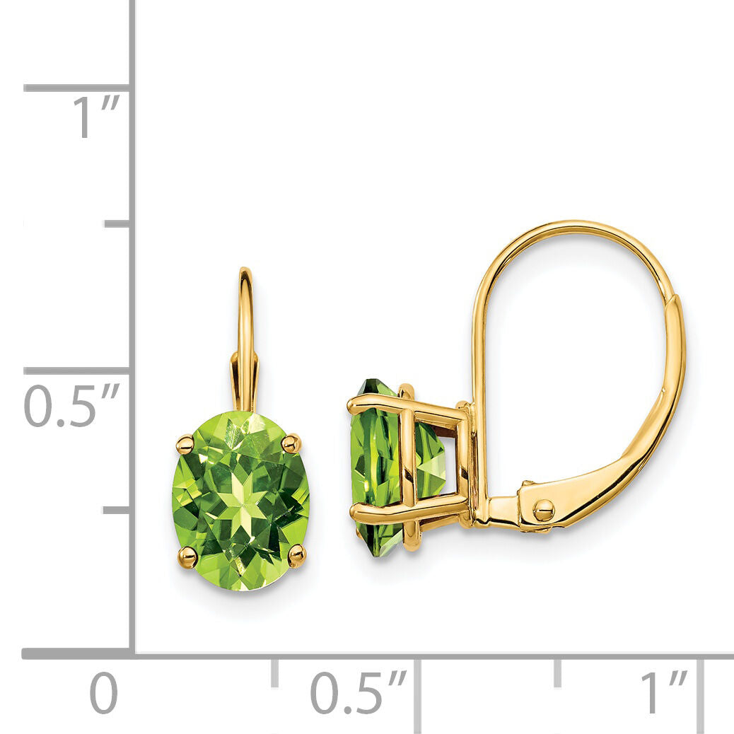 14k 8x6mm Oval Peridot Leverback Earrings-XLB116PE