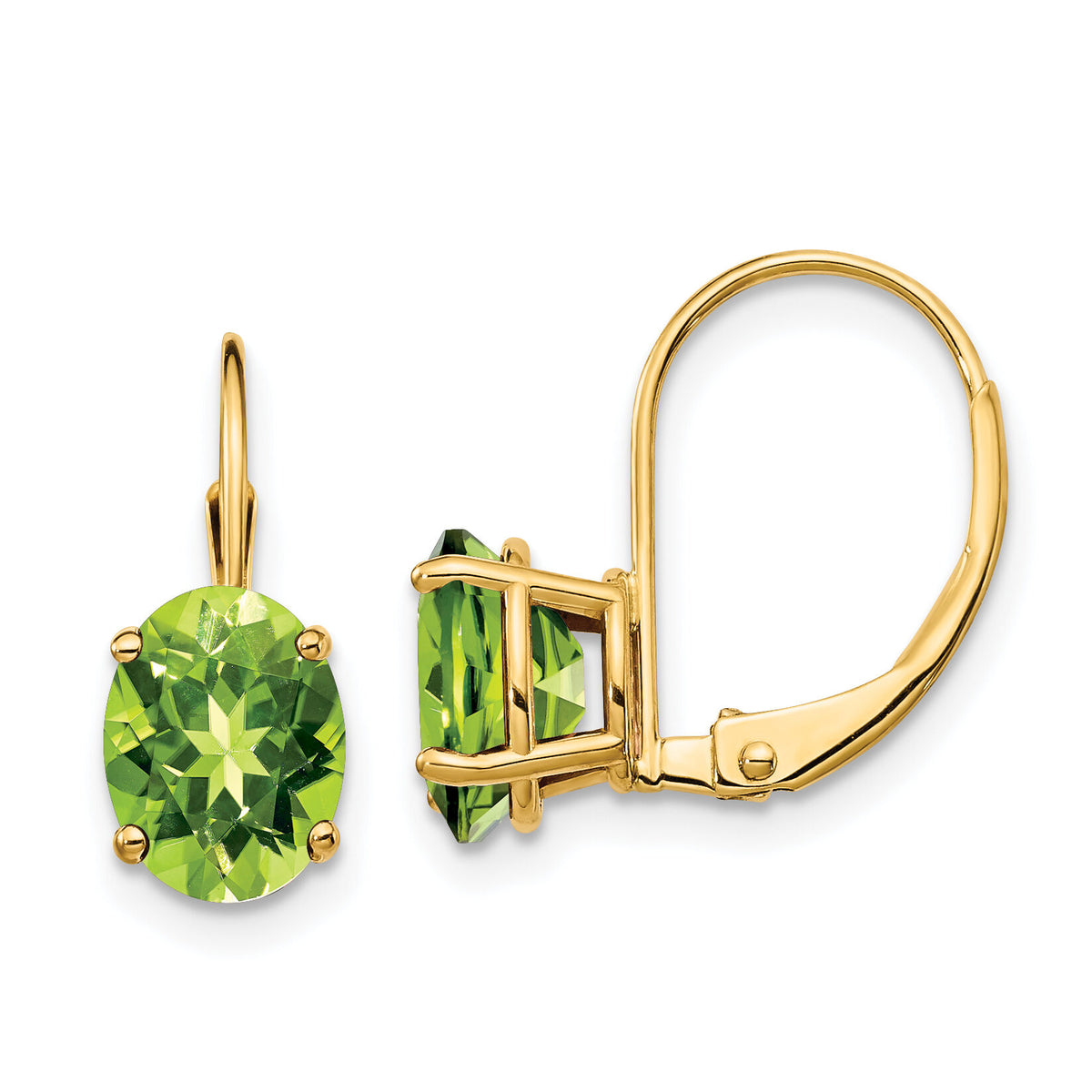 14k 8x6mm Oval Peridot Leverback Earrings-XLB116PE