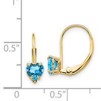 14k 5mm Heart Blue Topaz Leverback Earrings-XLB120BT