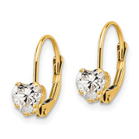 14k 5mm Heart Cubic Zirconia Leverback Earrings-XLB120CZ