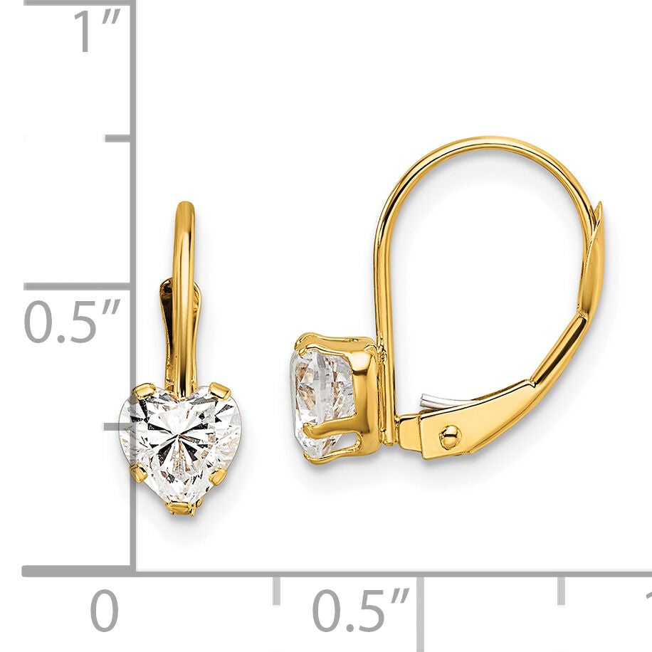 14k 5mm Heart Cubic Zirconia Leverback Earrings-XLB120CZ