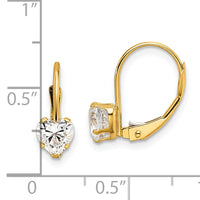 14k 5mm Heart Cubic Zirconia Leverback Earrings-XLB120CZ
