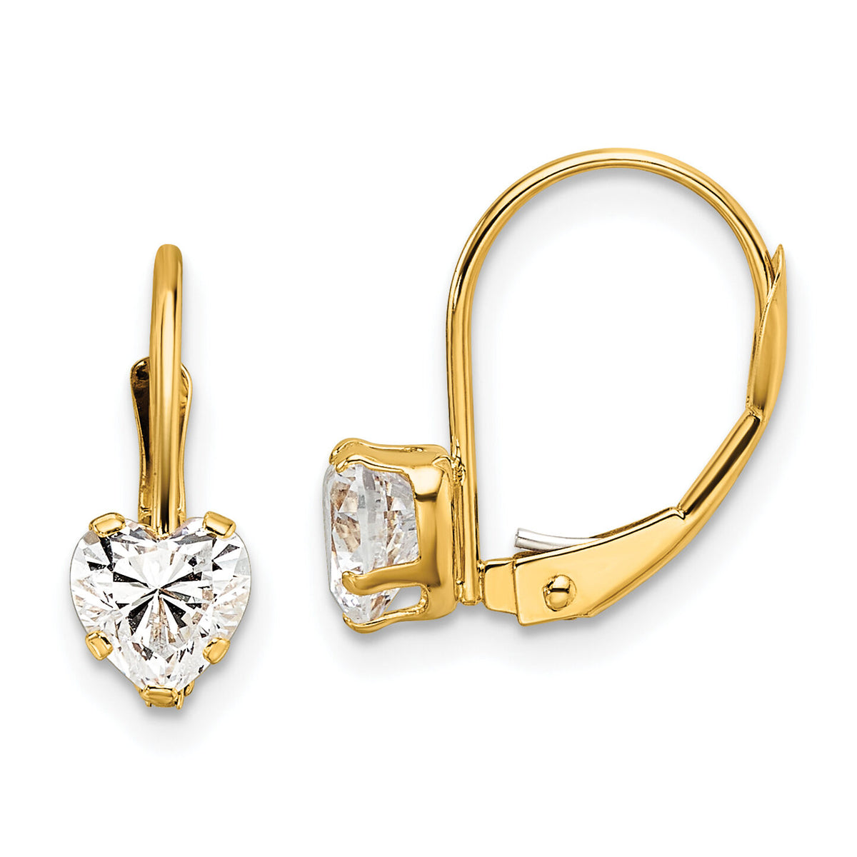 14k 5mm Heart Cubic Zirconia Leverback Earrings-XLB120CZ