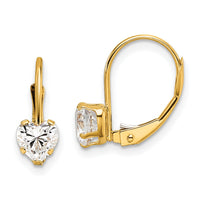 14k 5mm Heart Cubic Zirconia Leverback Earrings-XLB120CZ