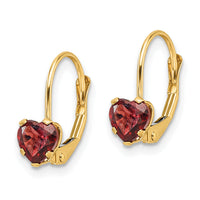14k 5mm Heart Garnet Leverback Earrings-XLB120GA