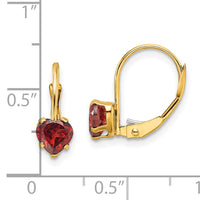 14k 5mm Heart Garnet Leverback Earrings-XLB120GA
