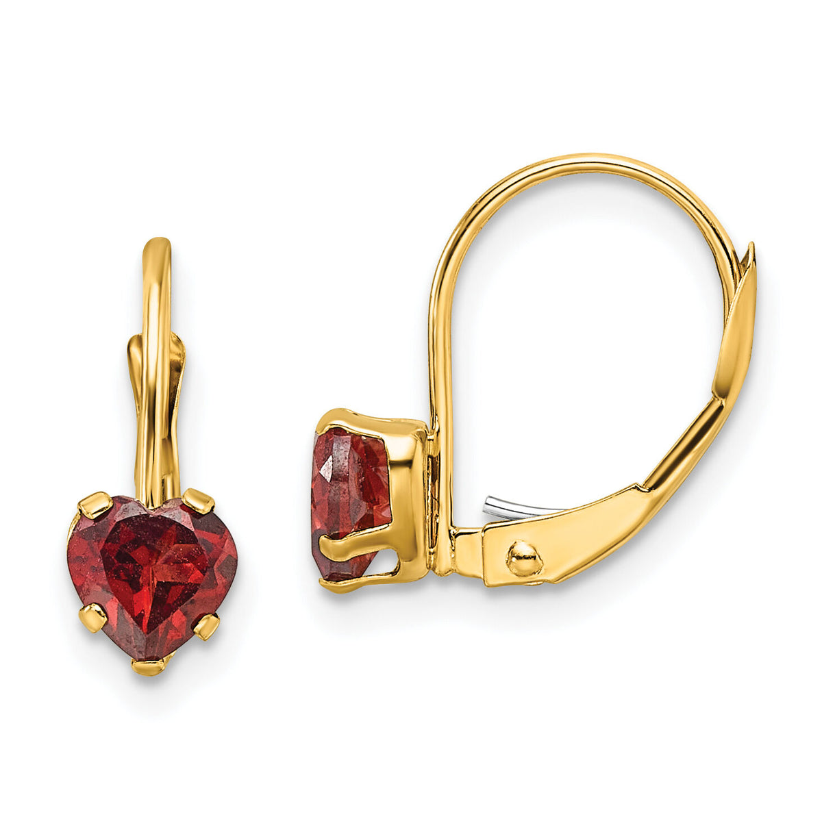 14k 5mm Heart Garnet Leverback Earrings-XLB120GA
