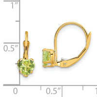 14k 5mm Heart Peridot Leverback Earrings-XLB120PE