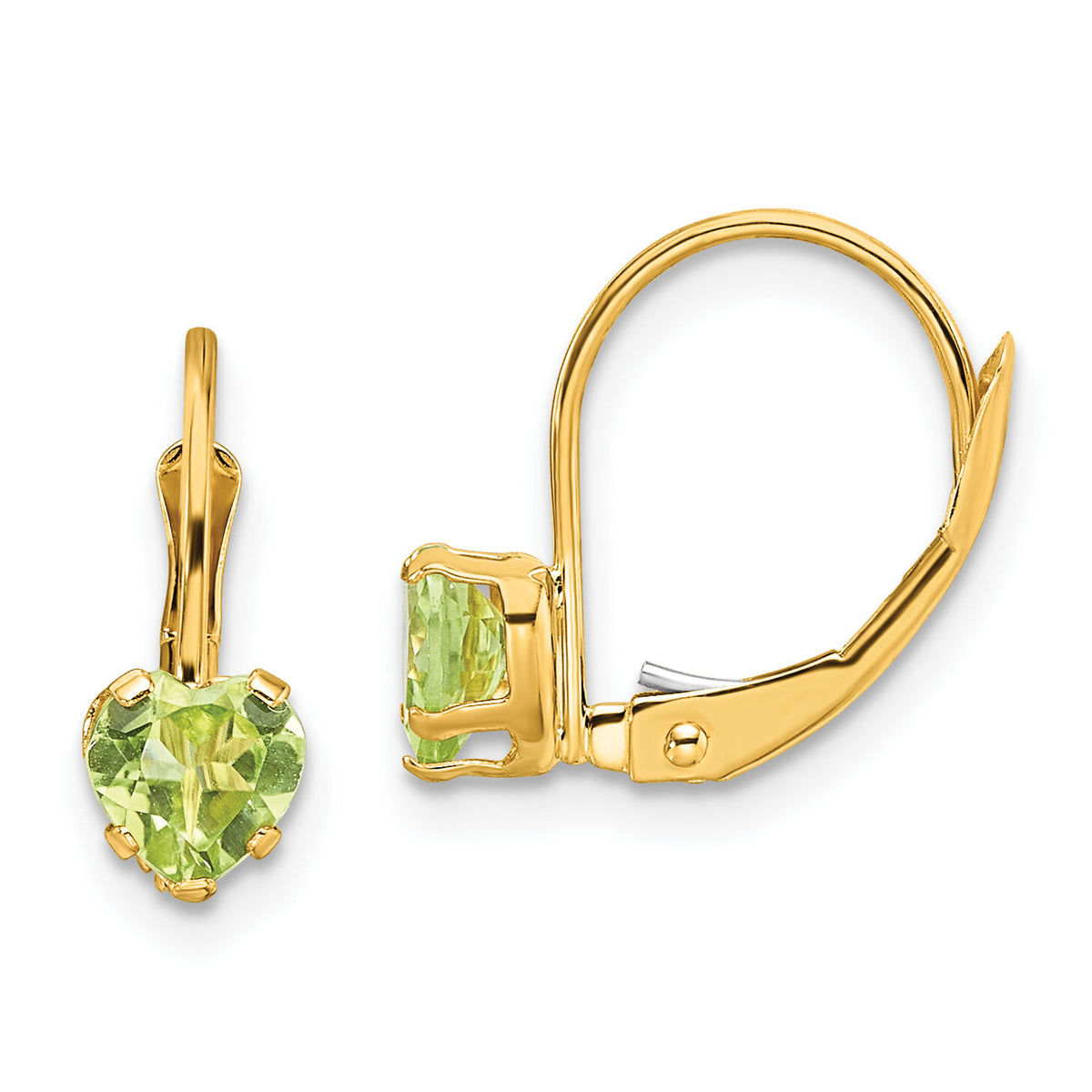 14k 5mm Heart Peridot Leverback Earrings-XLB120PE