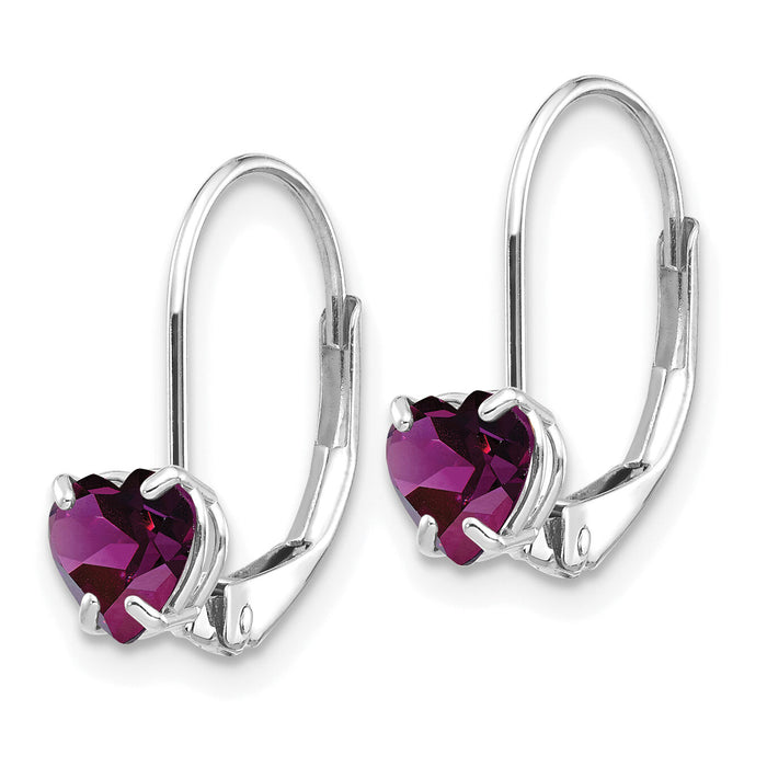 14k White Gold 5mm Heart Amethyst Leverback Earrings-XLB120WAM