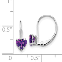 14k White Gold 5mm Heart Amethyst Leverback Earrings-XLB120WAM