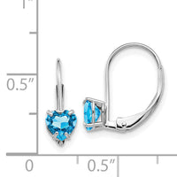 14k White Gold 5mm Heart Blue Topaz Leverback Earrings-XLB120WBT