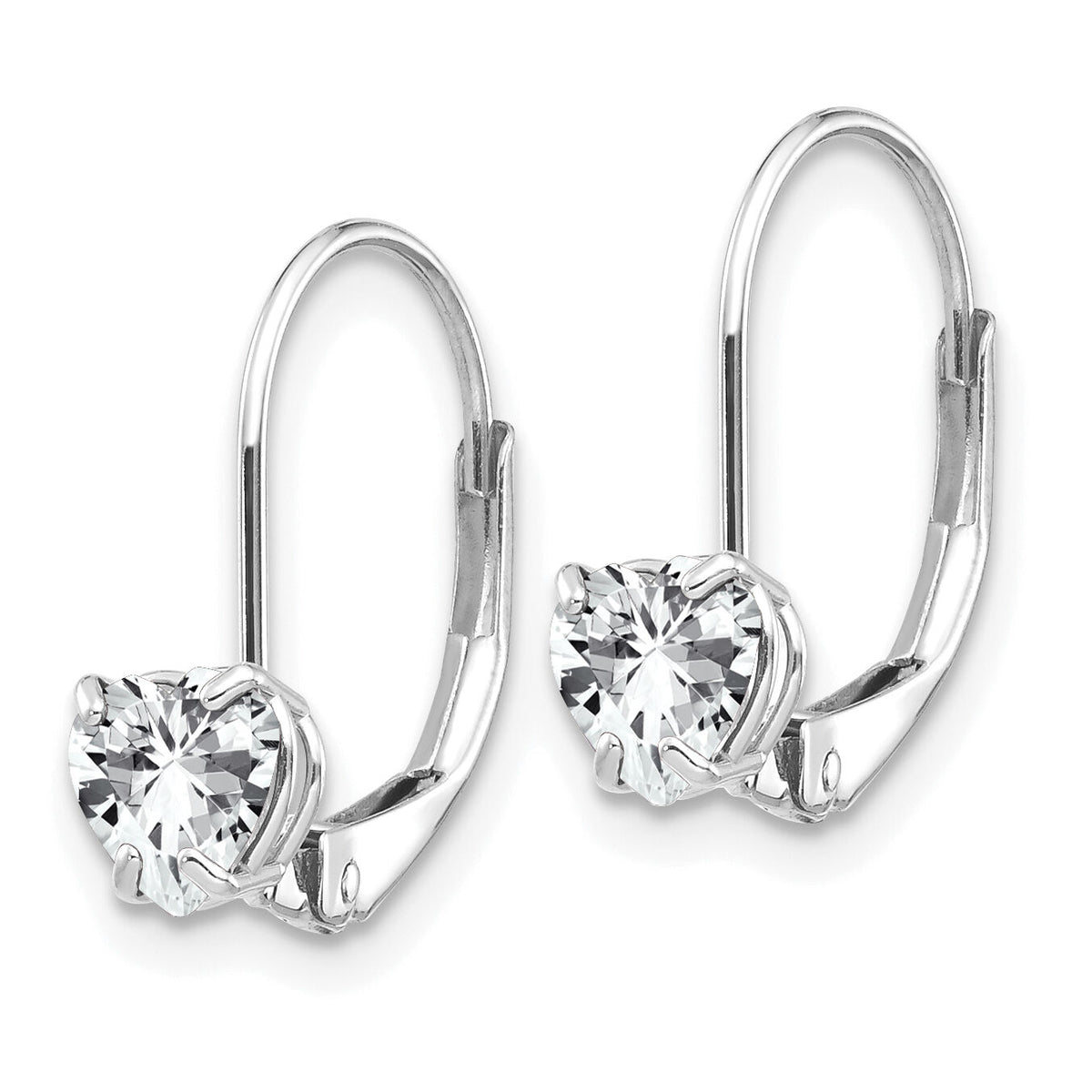 14k White Gold 5mm Heart Cubic Zirconia Leverback Earrings-XLB120WCZ