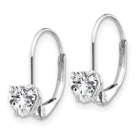14k White Gold 5mm Heart Cubic Zirconia Leverback Earrings-XLB120WCZ