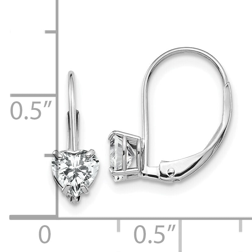14k White Gold 5mm Heart Cubic Zirconia Leverback Earrings-XLB120WCZ