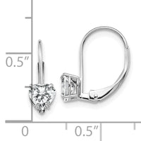14k White Gold 5mm Heart Cubic Zirconia Leverback Earrings-XLB120WCZ