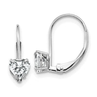 14k White Gold 5mm Heart Cubic Zirconia Leverback Earrings-XLB120WCZ